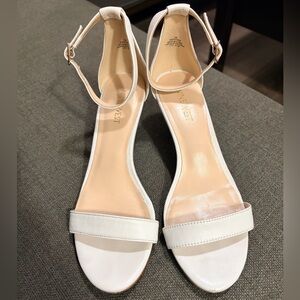 Nine West Elegant White Kitten Wedge Heels